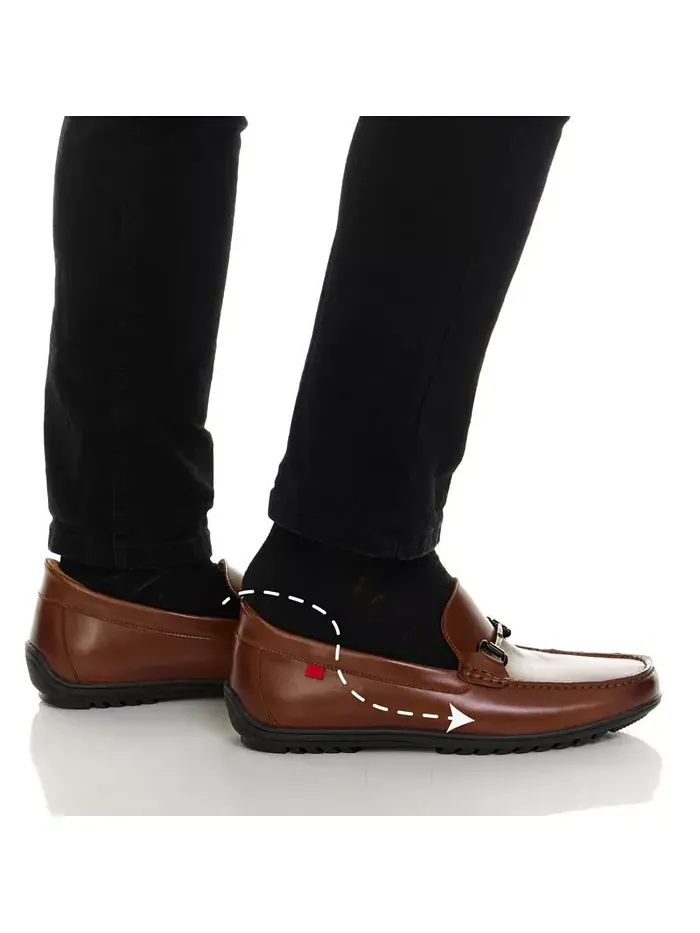 Эллиот Роуд Кожаные Лоферы с Пряжкой и Технологией Hands-Free Slip On Marc Joseph New York — изображение 6 из 8, коньячный