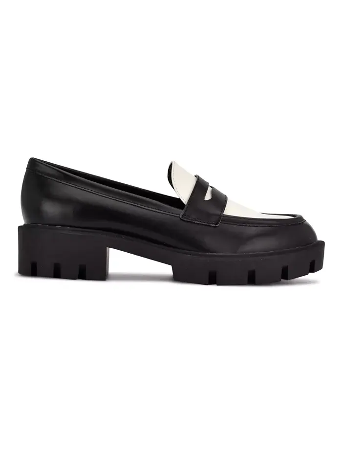 Женские пенни-лоферы Maibel на массивной подошве Nine West — изображение 2 из 5, черный/белый