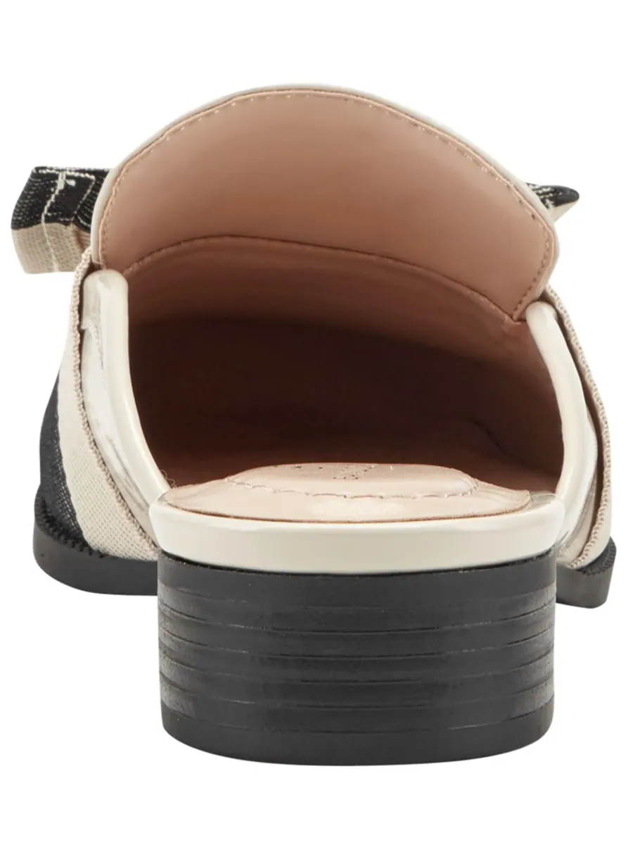 Женские мюли-лоферы Leilani Bow Slip-On Tailored Mule Loafers Bandolino — изображение 3 из 5, белый/черный