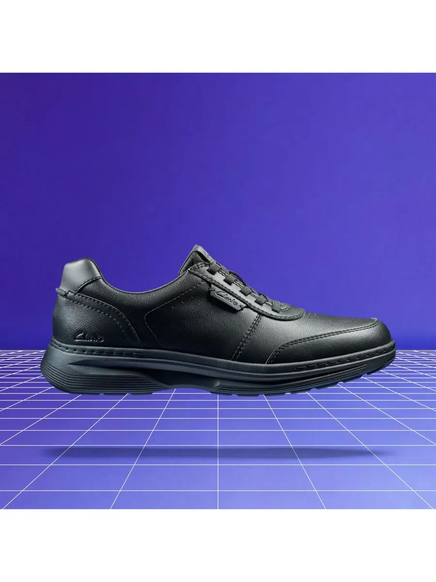 Кроссовки мужские Clarks Craftwell, повседневные, на шнуровке, кожаные — изображение 3 из 8, черный