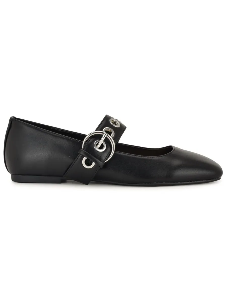 Женские туфли на плоской подошве с квадратным носком Kebba Mary Jane Nine West — изображение 2 из 5, черный