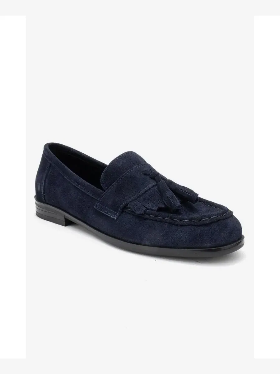 Женские кожаные лоферы с кисточками Lupen Forever & Always Shoes — изображение 1 из 5, темно-синий
