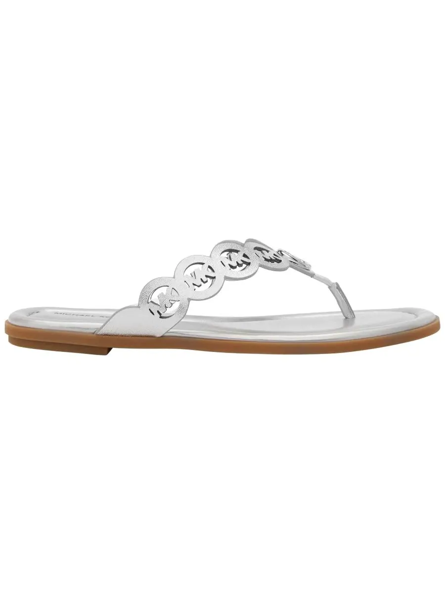 Женские сандалии-вьетнамки Janie Thong Flat Sandals Michael Kors — изображение 2 из 4, серебристый металлик