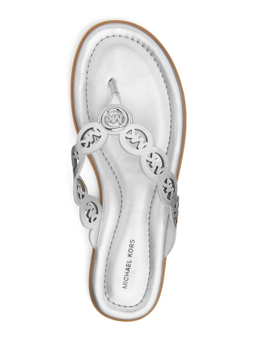 Женские сандалии-вьетнамки Janie Thong Flat Sandals Michael Kors — изображение 3 из 4, серебристый металлик