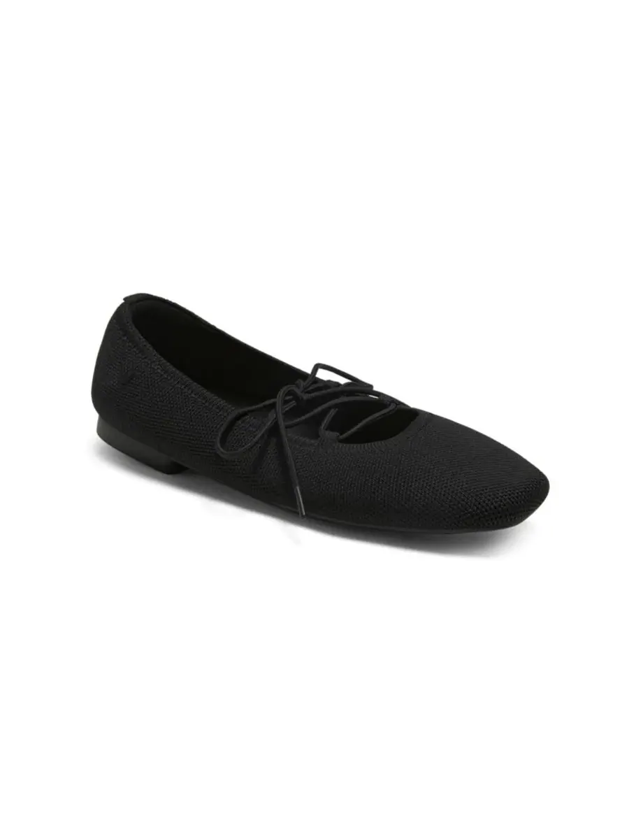 Женские туфли-мэри джейн Miley 3 Laces Included Square-Toe Lace-Up Mary Janes Flats VIVAIA — черный