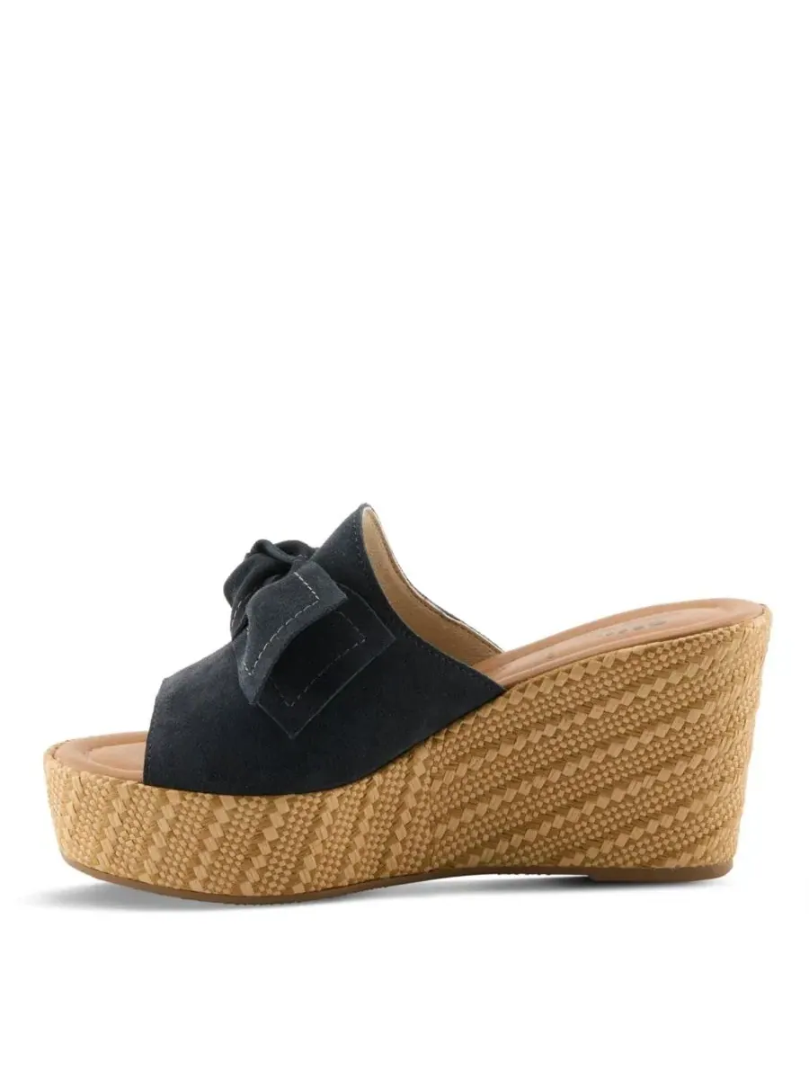 Босоножки-танкетки из замши с бантом Ellyn-Woven Spring Step — изображение 2 из 7, темно-синий