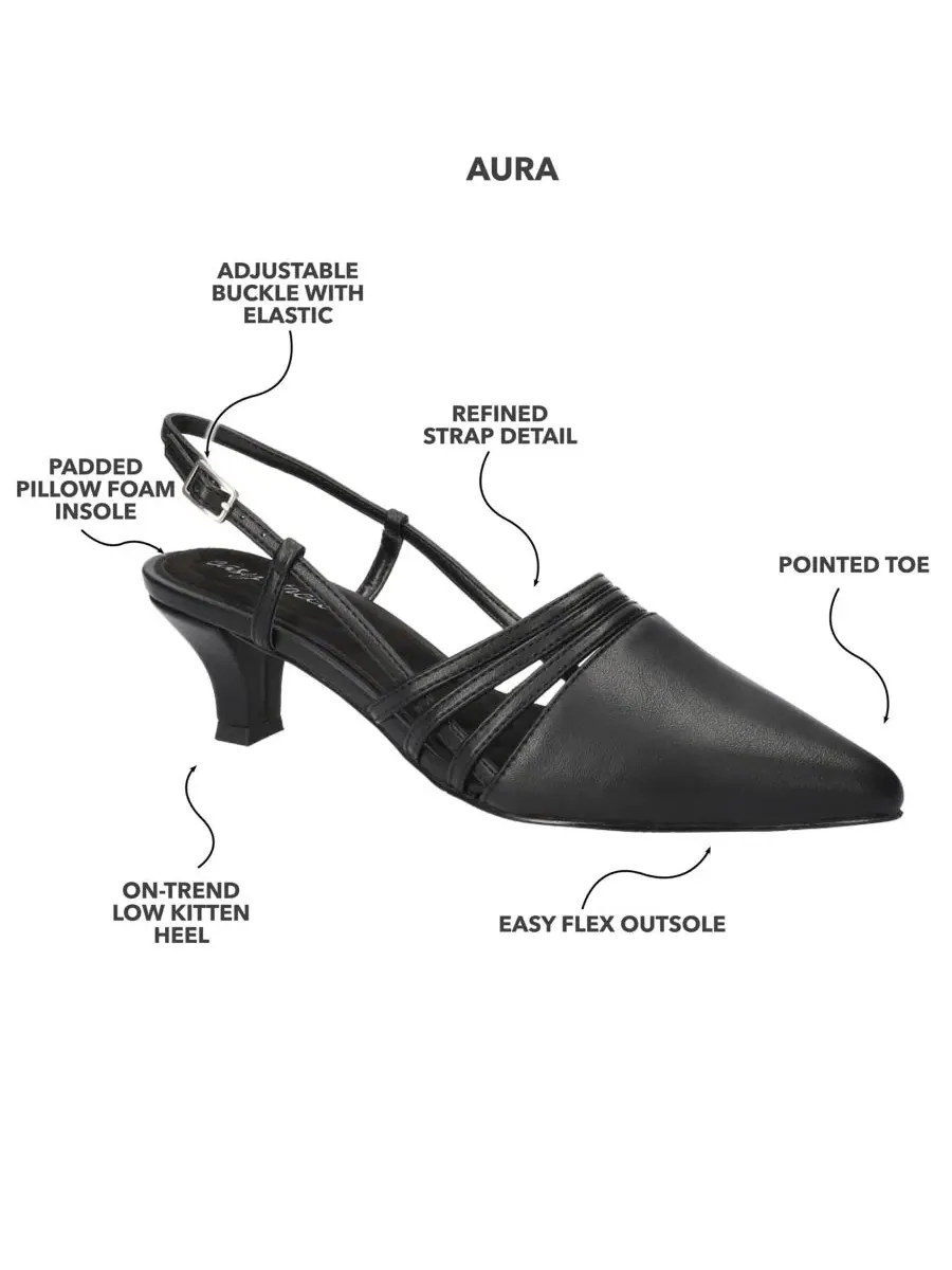 Женские босоножки на каблуке Aura Slingback Pumps Easy Street — изображение 7 из 8, черный