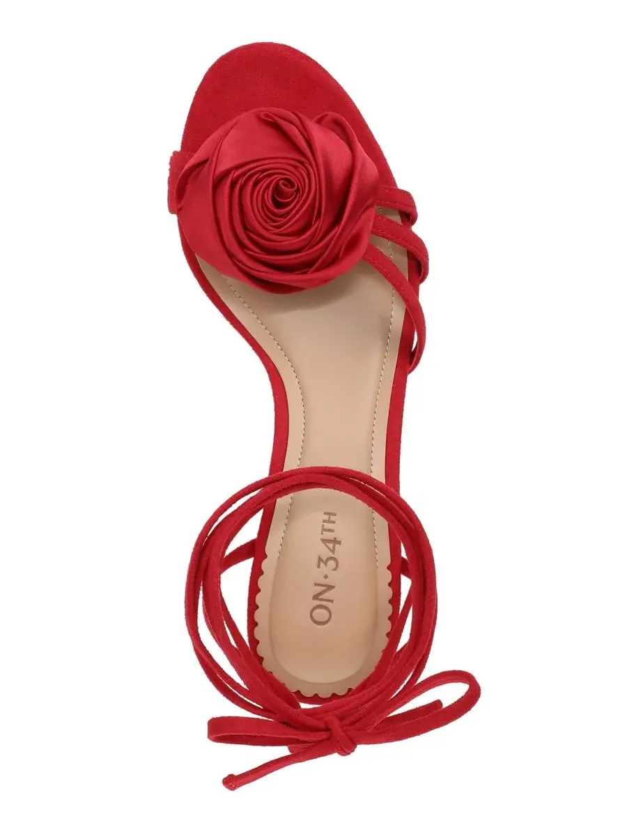 Женские босоножки на каблуке с розой Cahlliee Rose On 34th — изображение 4 из 5, красный
