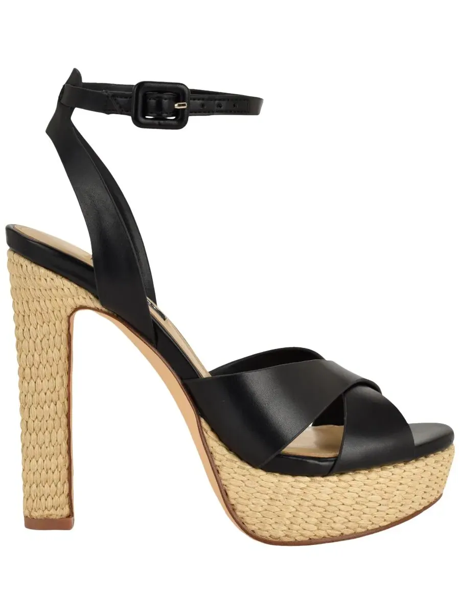 Женские сандалии Weston Criss-Cross на высоком блочном каблуке и платформе Nine West — изображение 2 из 5, черный