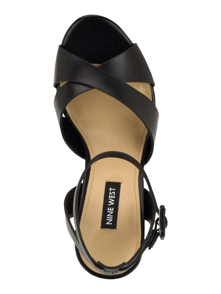 Женские сандалии Weston Criss-Cross на высоком блочном каблуке и платформе Nine West — изображение 4 из 5, черный