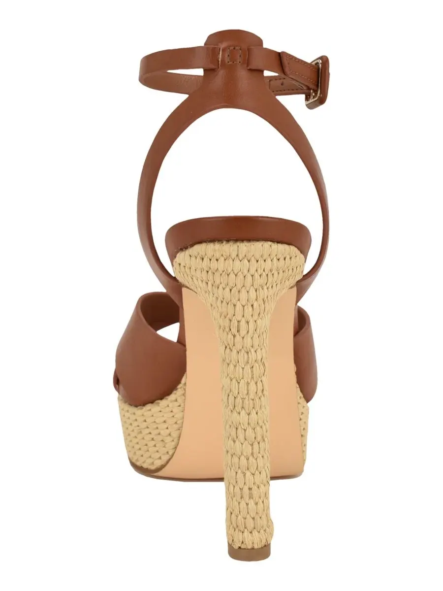 Женские сандалии Weston Criss-Cross на высоком блочном каблуке и платформе Nine West — изображение 3 из 5, коричневый