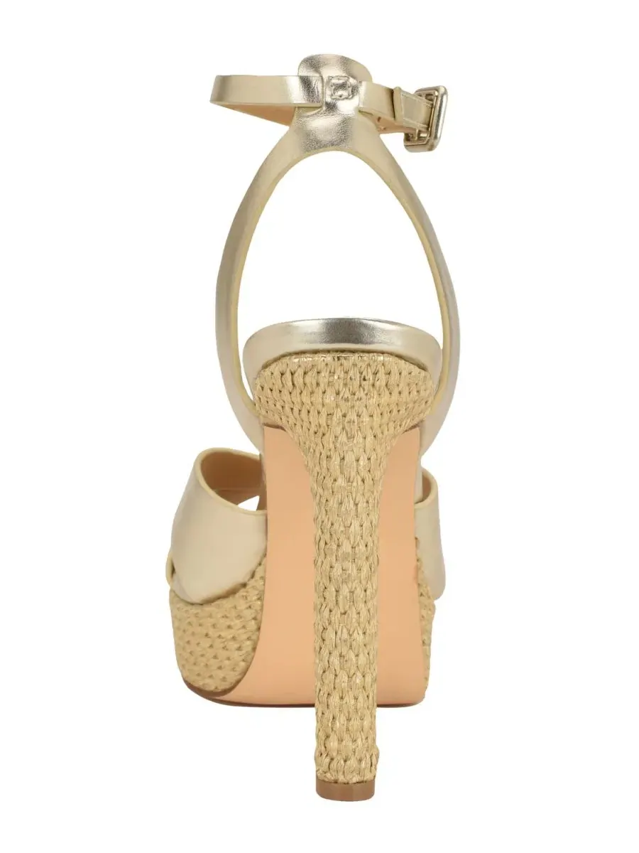Женские сандалии Weston Criss-Cross на высоком блочном каблуке и платформе Nine West — изображение 3 из 5, золото