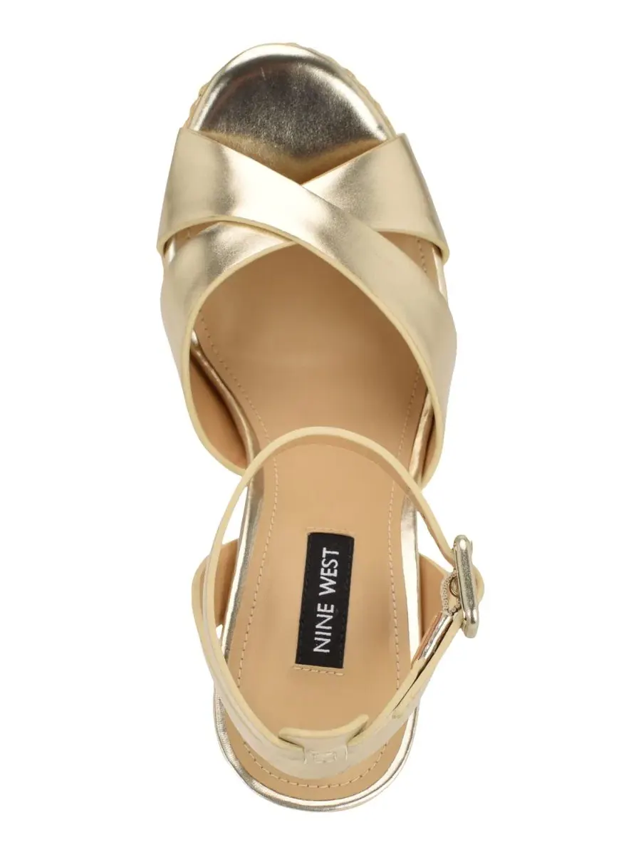 Женские сандалии Weston Criss-Cross на высоком блочном каблуке и платформе Nine West — изображение 4 из 5, золото