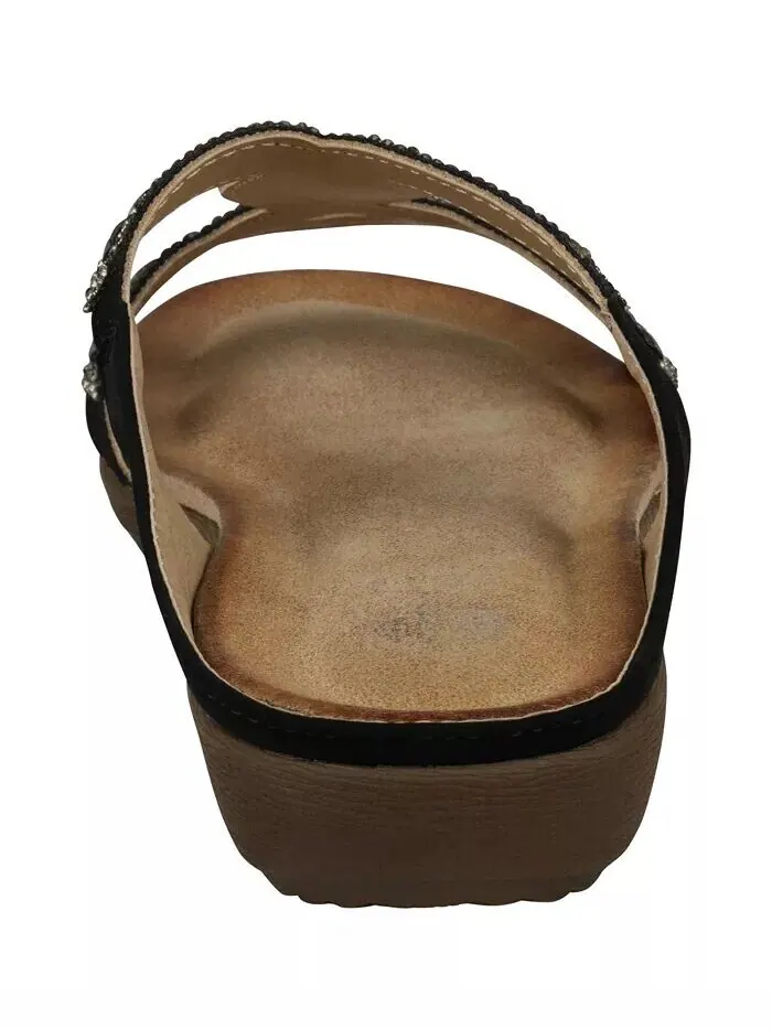 Женские шлепанцы с украшением Alora на плоской подошве GC Shoes — изображение 3 из 5, черный