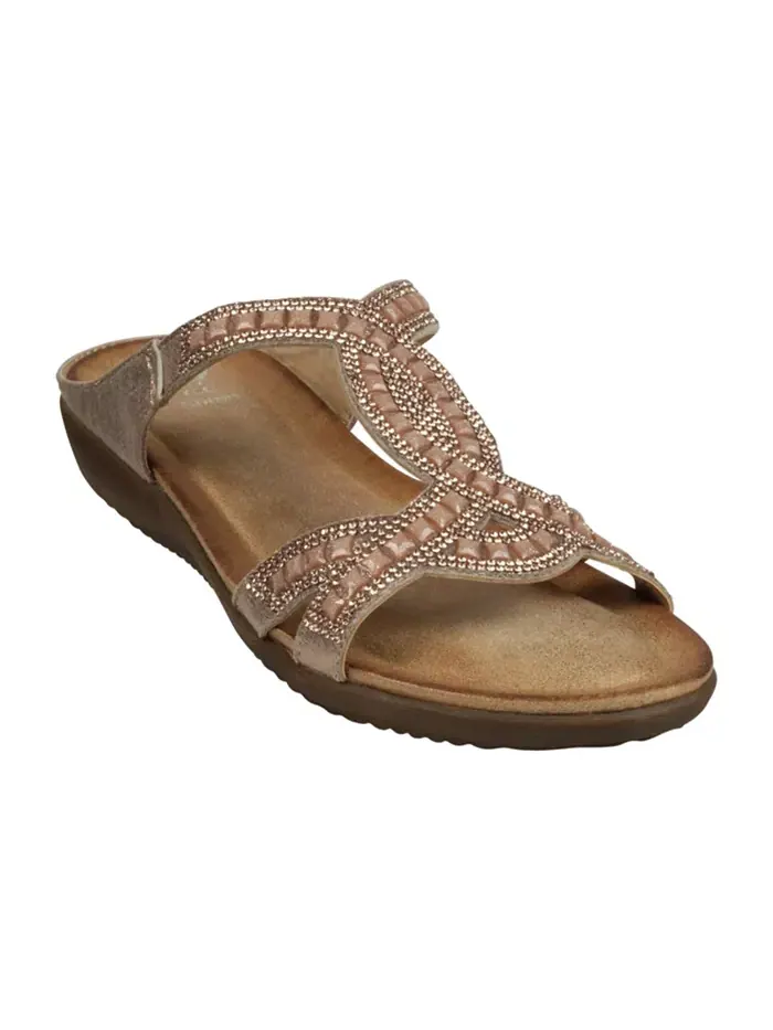 Женские босоножки-слипоны Alora с декоративными элементами GC Shoes — изображение 1 из 5, розовый золотистый