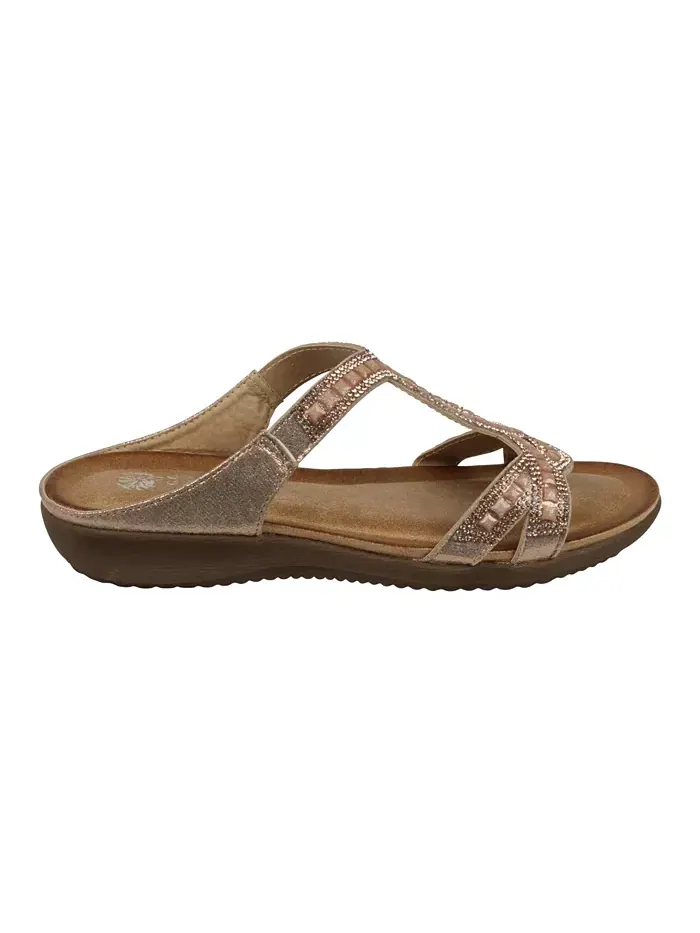 Женские босоножки-слипоны Alora с декоративными элементами GC Shoes — изображение 2 из 5, розовый золотистый