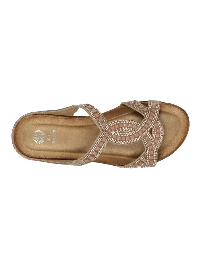 Женские босоножки-слипоны Alora с декоративными элементами GC Shoes — изображение 4 из 5, розовый золотистый