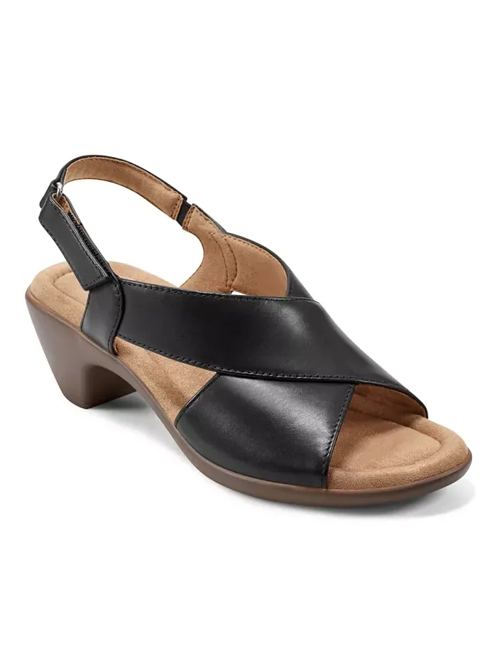 Сандалии Chantal Crisscross на низком каблуке из кожи Easy Spirit — изображение 1 из 5, черный