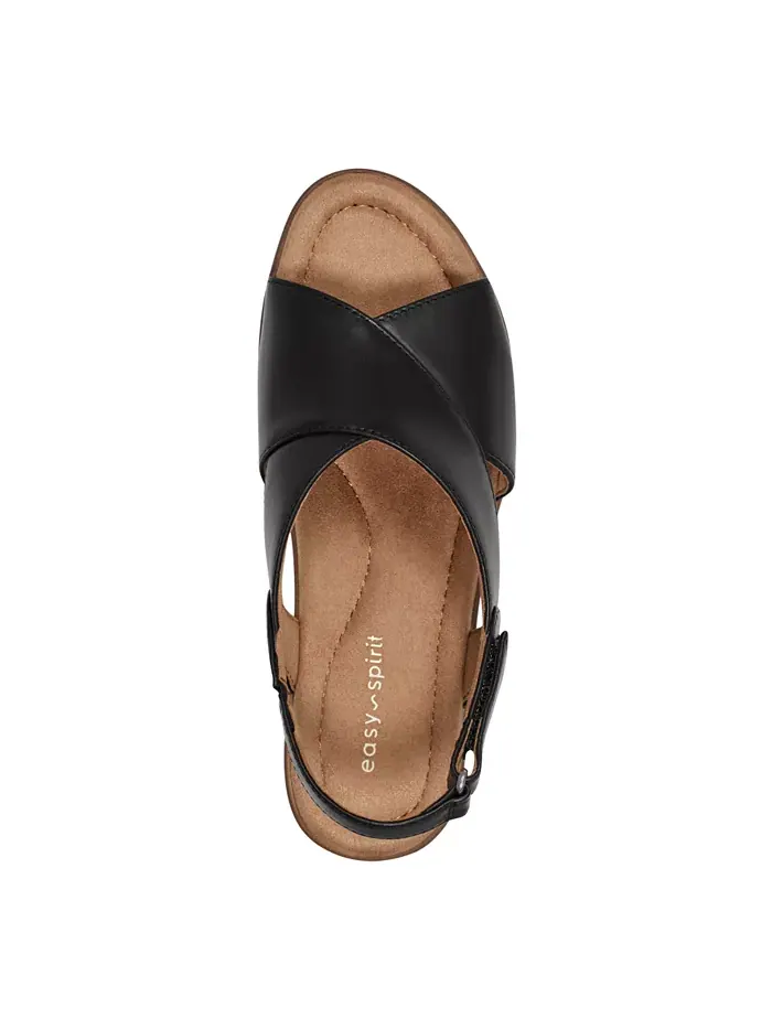 Сандалии Chantal Crisscross на низком каблуке из кожи Easy Spirit — изображение 4 из 5, черный