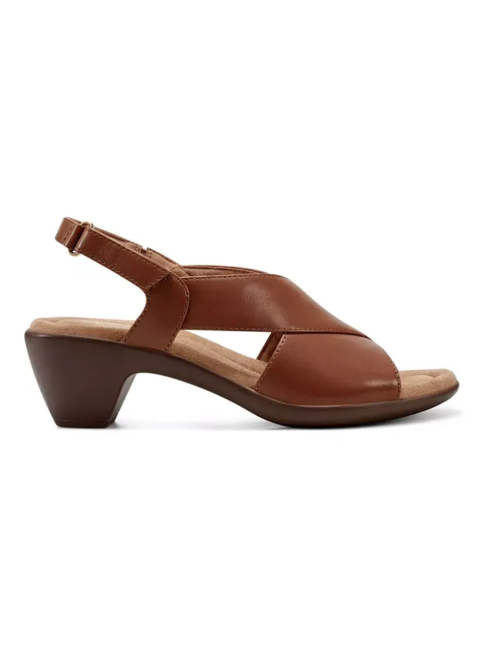 Сандалии Chantal Crisscross на низком каблуке из кожи Easy Spirit — изображение 2 из 5, коньячный