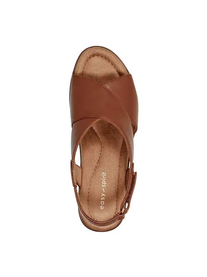 Сандалии Chantal Crisscross на низком каблуке из кожи Easy Spirit — изображение 4 из 5, коньячный