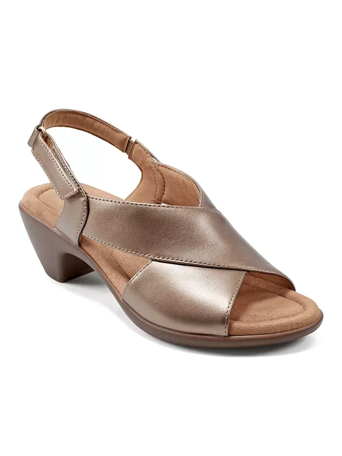 Сандалии Chantal Crisscross на низком каблуке из кожи Easy Spirit — изображение 1 из 5, золотистый