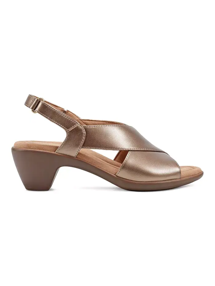 Сандалии Chantal Crisscross на низком каблуке из кожи Easy Spirit — изображение 2 из 5, золотистый