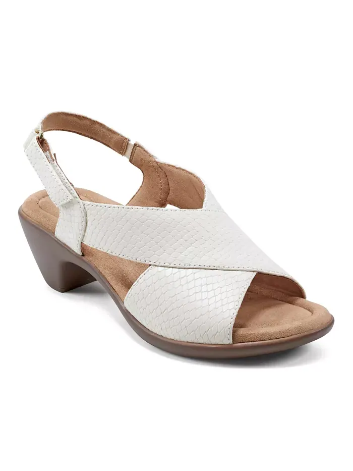 Сандалии Chantal Crisscross на низком каблуке из кожи Easy Spirit — изображение 1 из 5, белый