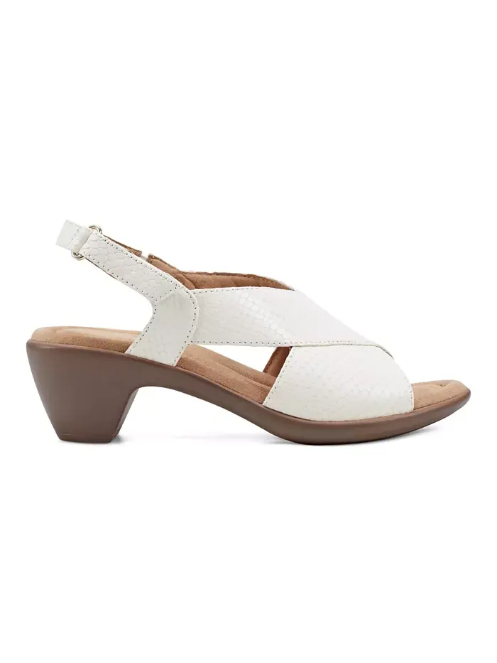 Сандалии Chantal Crisscross на низком каблуке из кожи Easy Spirit — изображение 2 из 5, белый