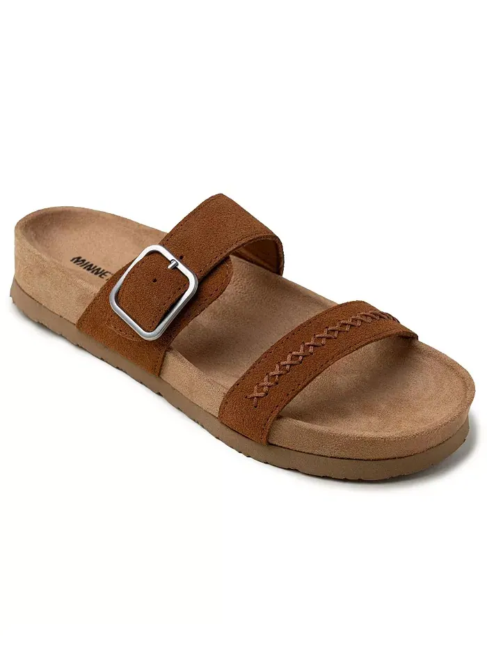 Женские сандалии Gideon на 2 ремешках с пряжками из замши Minnetonka — коричневый