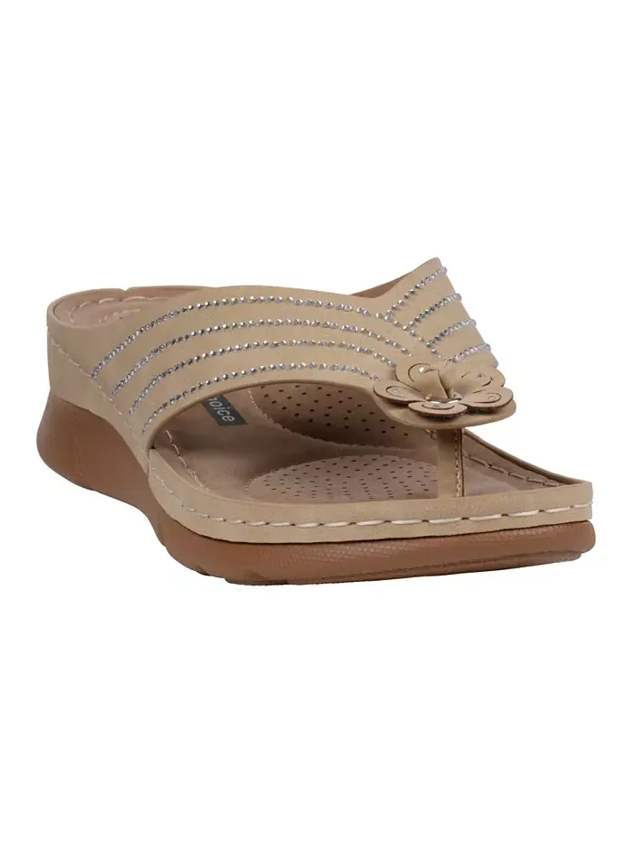 Женские плоские сандалии Amari Flower на тонкой подошве GC Shoes — изображение 1 из 5, нудовый