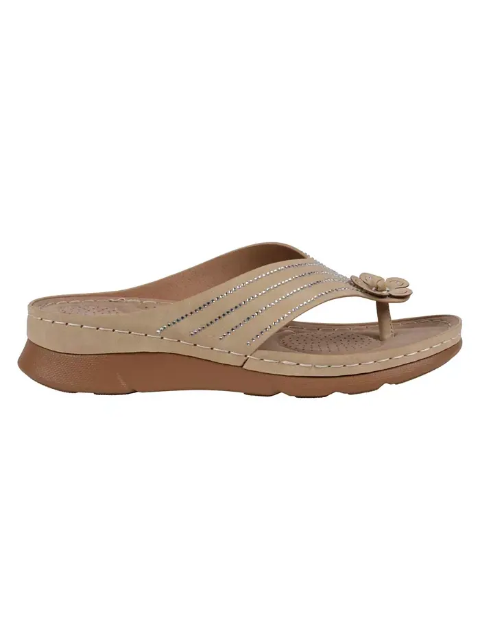 Женские плоские сандалии Amari Flower на тонкой подошве GC Shoes — изображение 2 из 5, нудовый