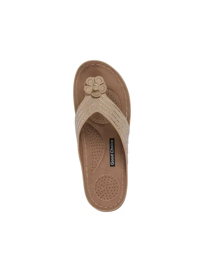 Женские плоские сандалии Amari Flower на тонкой подошве GC Shoes — изображение 4 из 5, нудовый