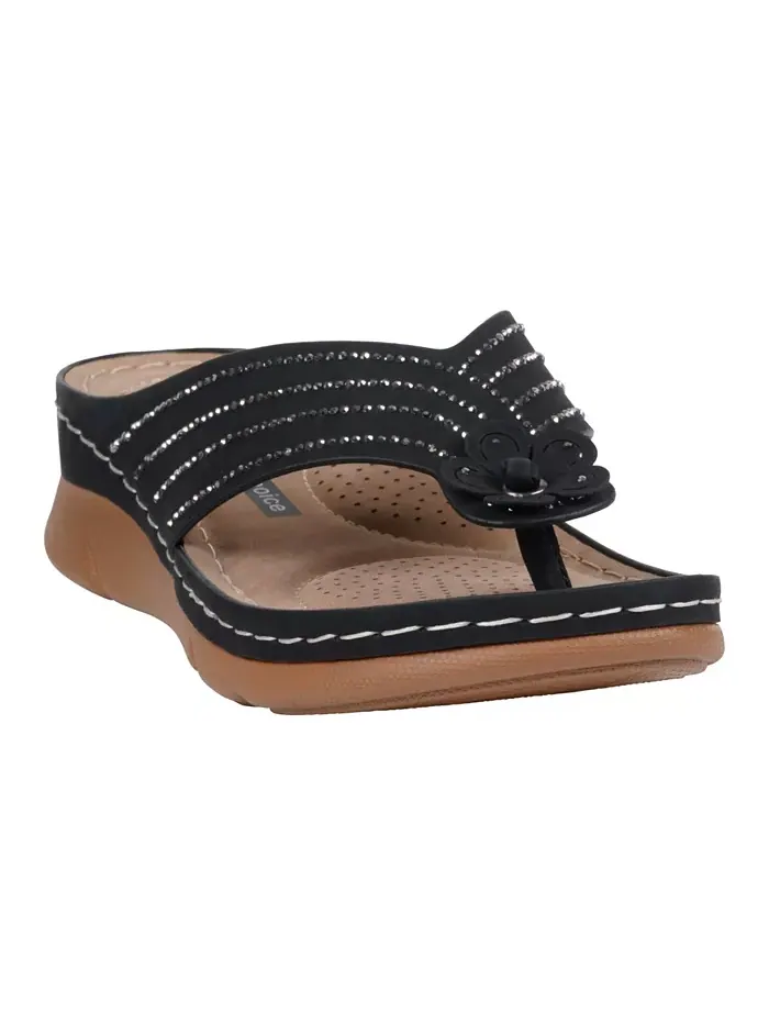 Женские плоские сандалии Amari Flower на тонкой подошве GC Shoes — изображение 1 из 5, черный