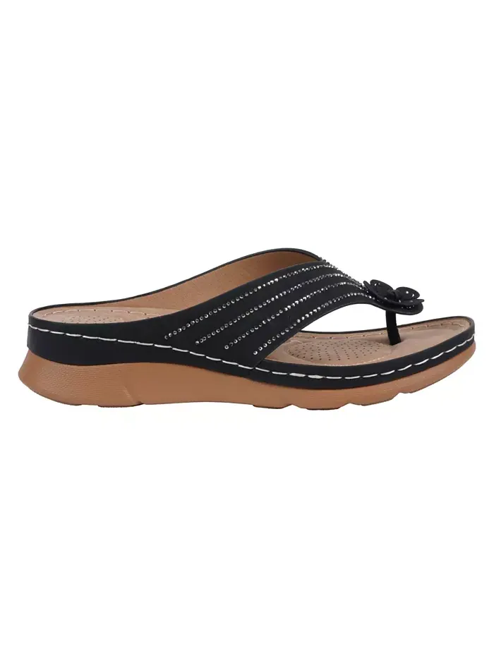 Женские плоские сандалии Amari Flower на тонкой подошве GC Shoes — изображение 2 из 5, черный
