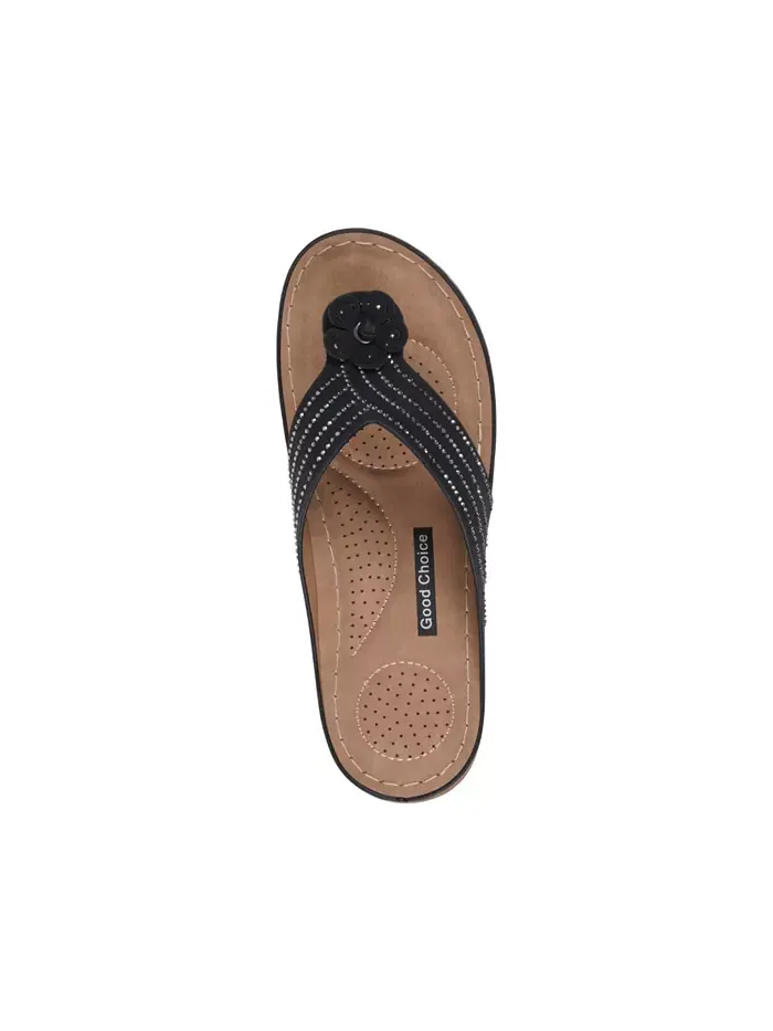 Женские плоские сандалии Amari Flower на тонкой подошве GC Shoes — изображение 4 из 5, черный