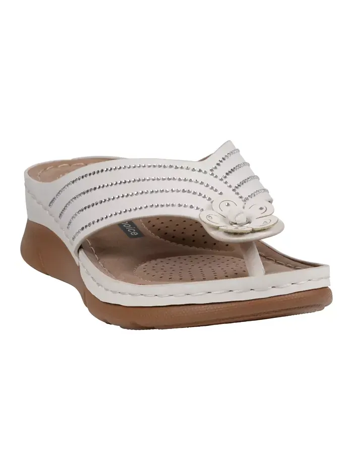 Женские плоские сандалии Amari Flower на тонкой подошве GC Shoes — изображение 1 из 5, белый