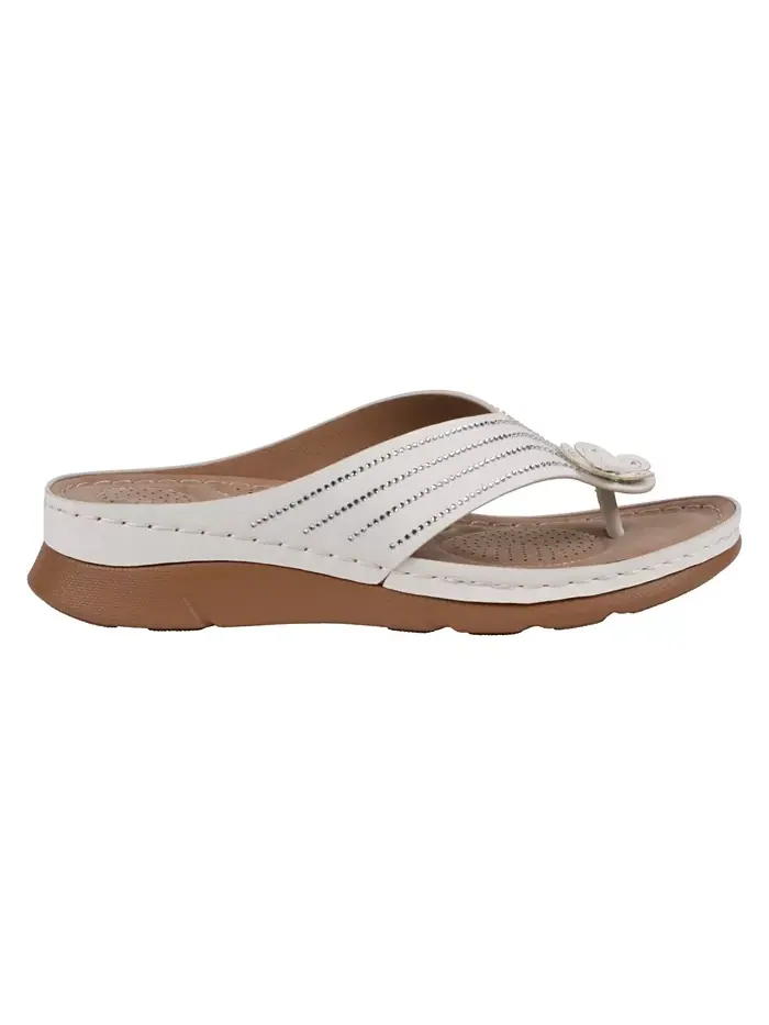 Женские плоские сандалии Amari Flower на тонкой подошве GC Shoes — изображение 2 из 5, белый
