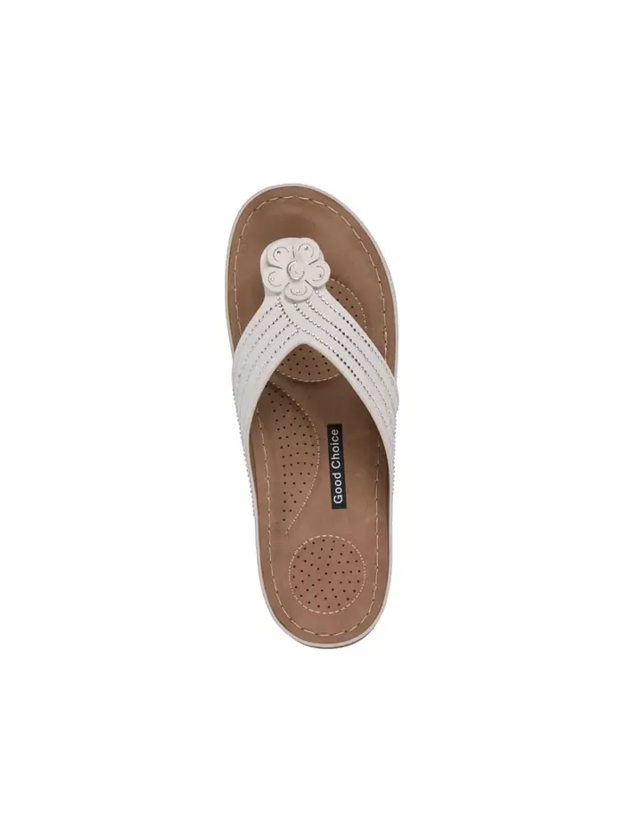 Женские плоские сандалии Amari Flower на тонкой подошве GC Shoes — изображение 4 из 5, белый