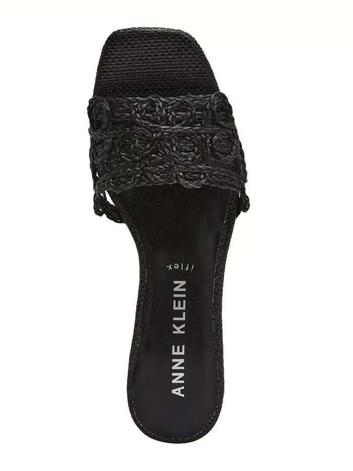 Женские босоножки Flores из рафии на блочном каблуке Anne Klein — изображение 4 из 6, черный