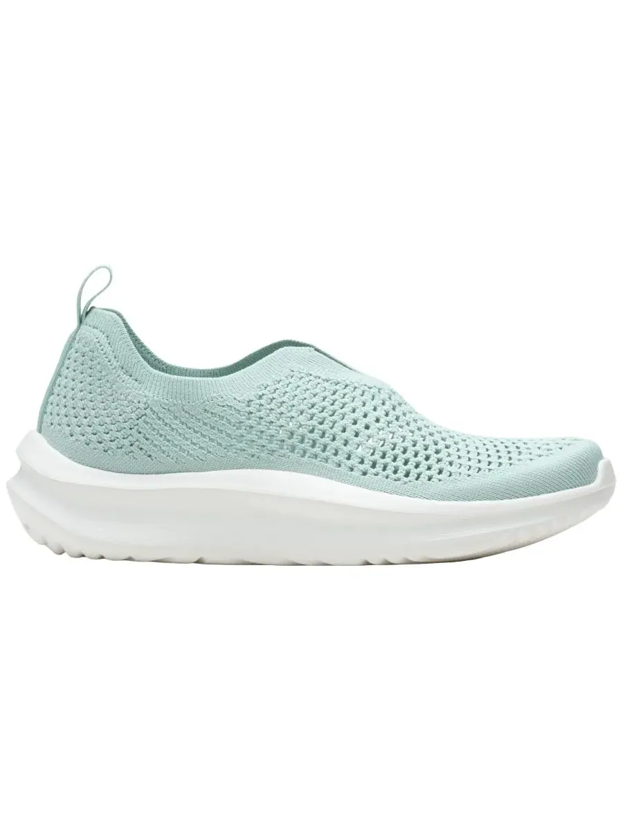 Кроссовки женские Clarks Cloudsteppers Solevana, вязаные, круглый носок — изображение 2 из 6, шалфейный