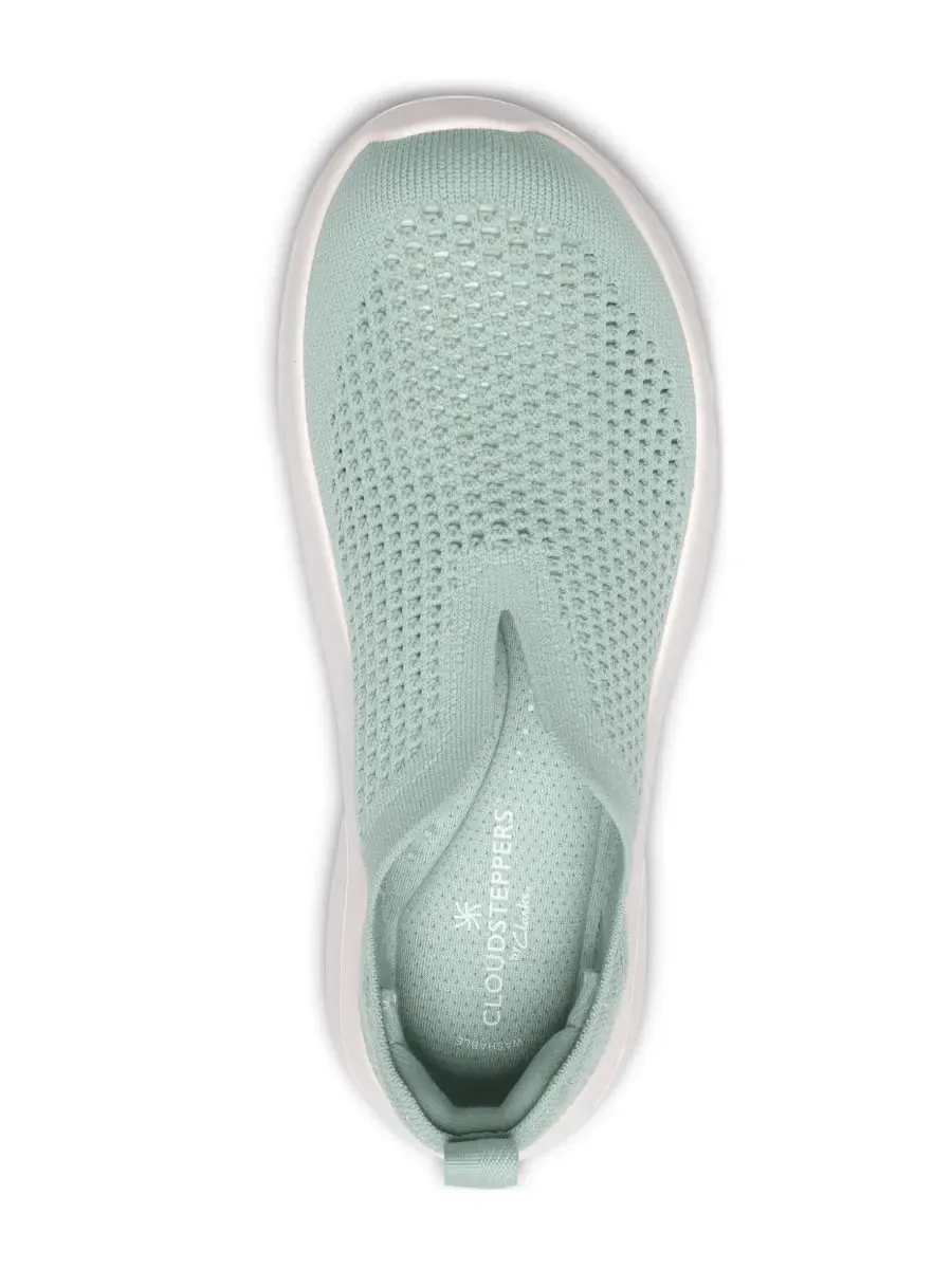 Кроссовки женские Clarks Cloudsteppers Solevana, вязаные, круглый носок — изображение 4 из 6, шалфейный