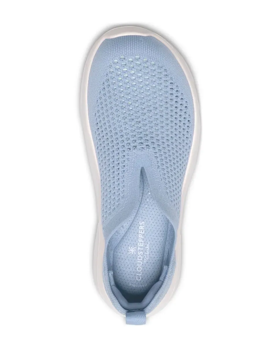 Кроссовки женские Clarks Cloudsteppers Solevana, вязаные — изображение 4 из 6, светлый синий