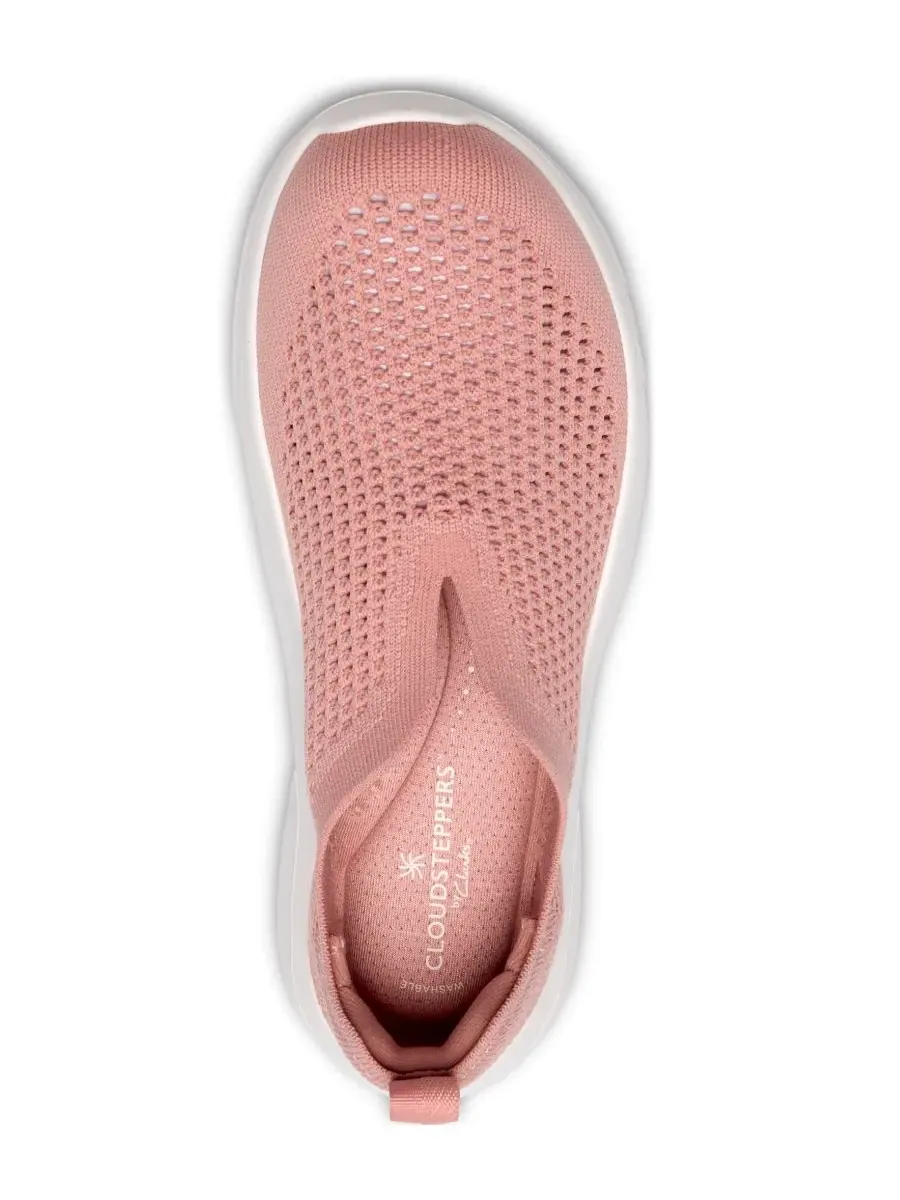 Кроссовки женские Clarks Cloudsteppers Solevana, вязаные, без шнурков — изображение 4 из 6, розовый