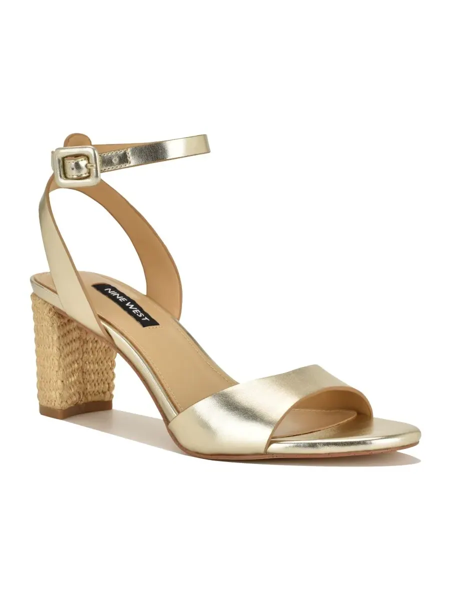Женские сандалии Pheba на каблуке с ремешком на щиколотке Nine West — изображение 1 из 5, золото