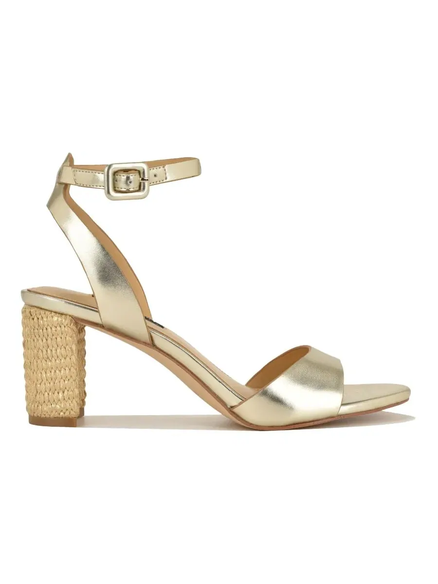 Женские сандалии Pheba на каблуке с ремешком на щиколотке Nine West — изображение 2 из 5, золото