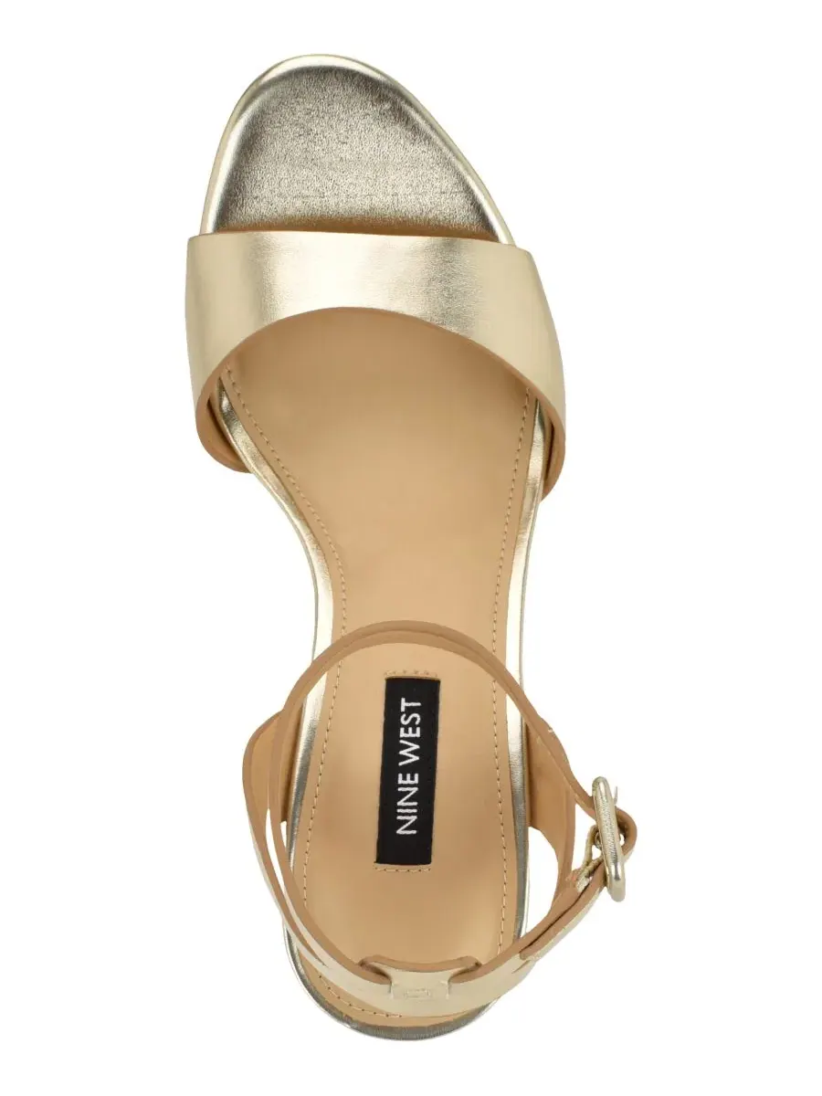 Женские сандалии Pheba на каблуке с ремешком на щиколотке Nine West — изображение 4 из 5, золото