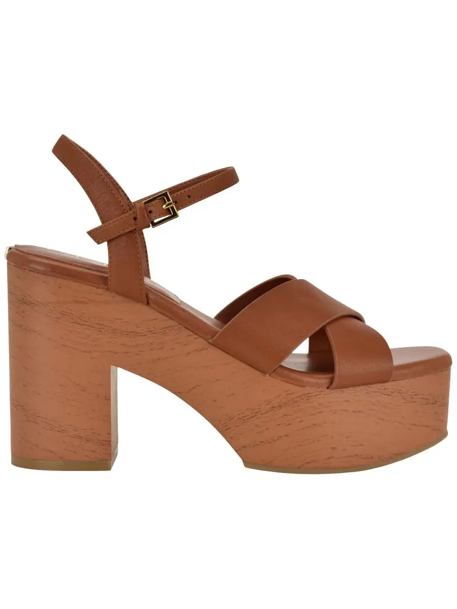 Женские сандалии Qeelin с перекрестными ремешками на высоком блочном каблуке и платформе GUESS — изображение 2 из 5