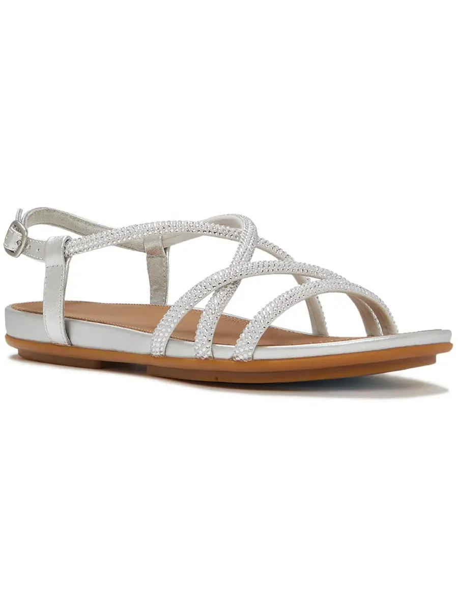 Женские сандалии Gracie с кристальным ремешком и открытым носком FitFlop — изображение 1 из 6, серебряный