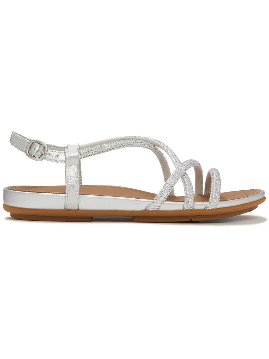 Женские сандалии Gracie с кристальным ремешком и открытым носком FitFlop — изображение 2 из 6, серебряный